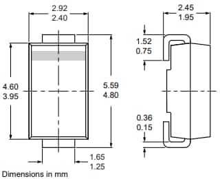 機械図面 - Nexperia ES1J超高速リカバリ整流器